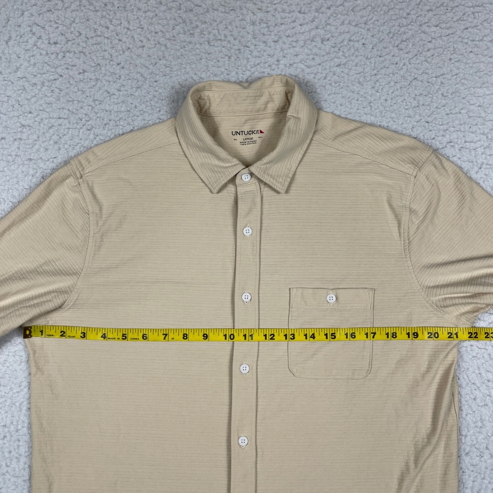 UNTUCKit Button Down Shirt Mens Large Tan Textured Cotton Long Sleeve Casual - Picture 5 of 13